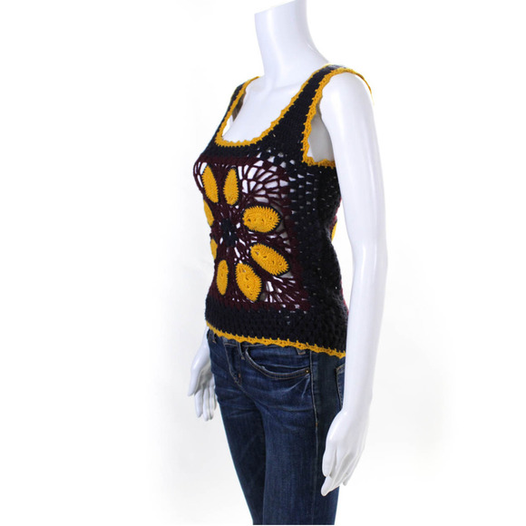 RARE Tory Burch Granny Crochet Cashmere Boho Top XS NWOT - Picture 2 of 5